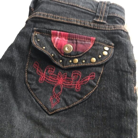 Girls black denim and plaid jeans NWT - Picture 3 of 8